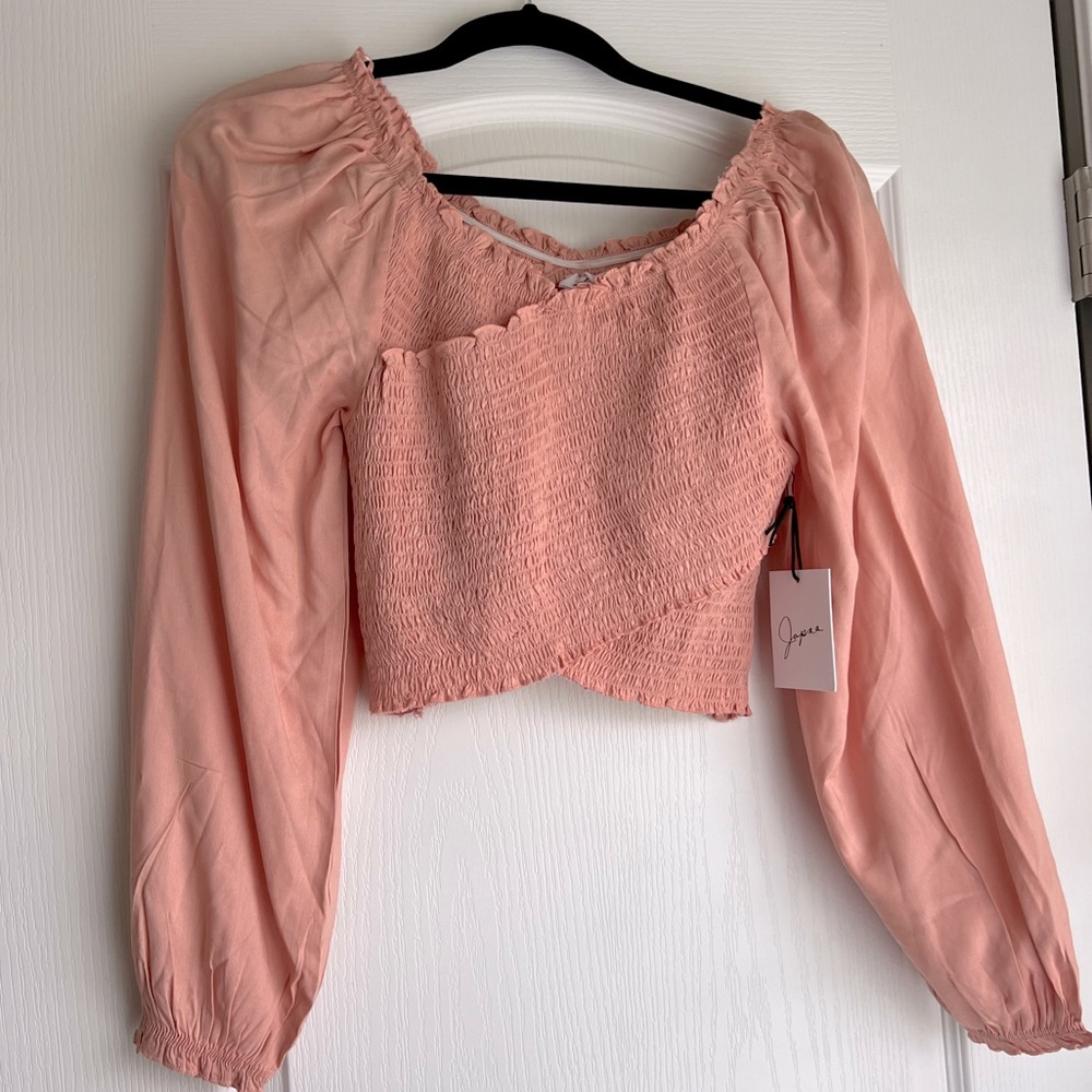 Light Pink Long Sleeve Crop Top